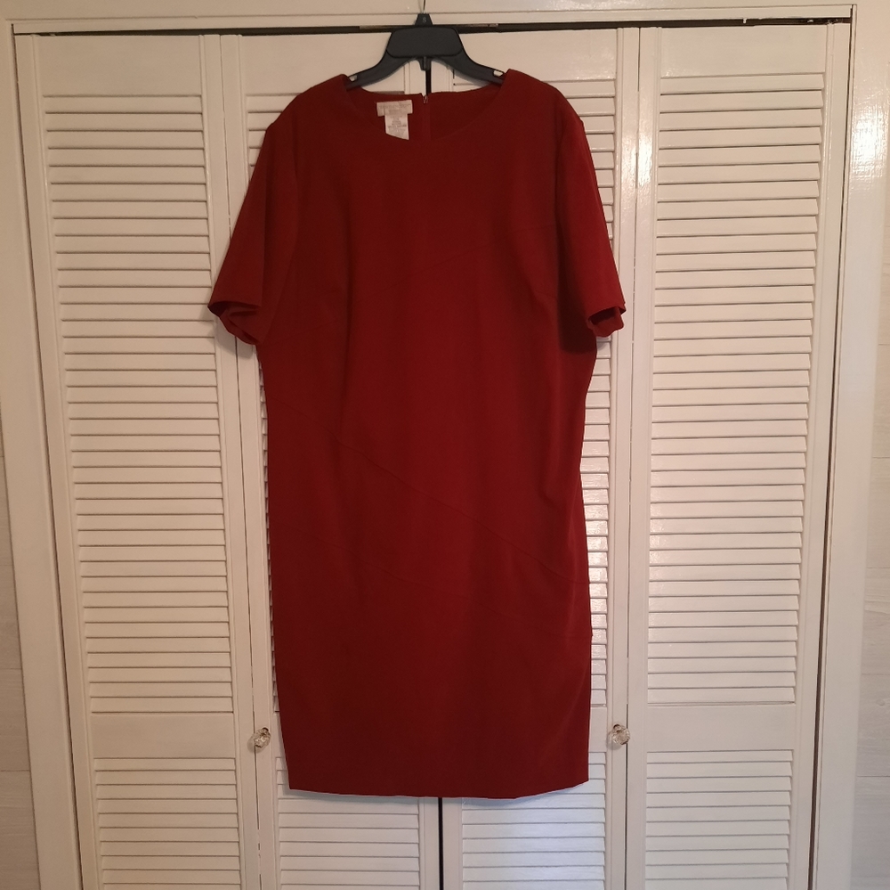 Worthington faux vegan suede red dress sz 20W *M - Picture 2 of 4